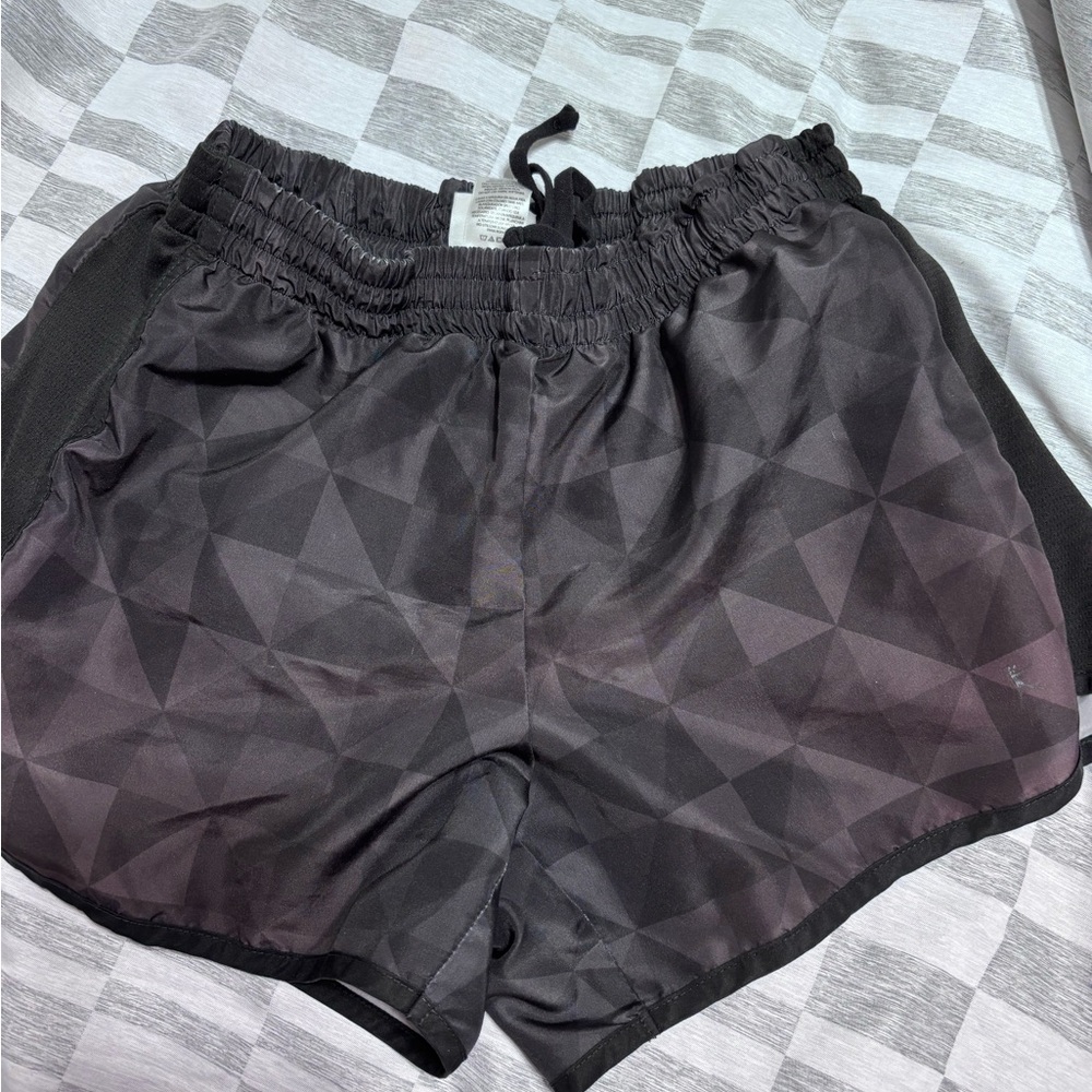 Geometric Black Athletic Shorts